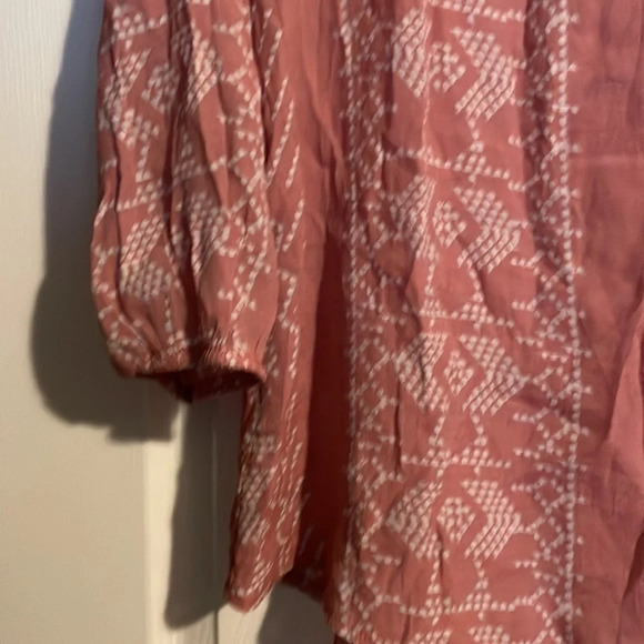 Fred David women’s pink and white boho lightweight blouse size medium - Picture 3 of 7